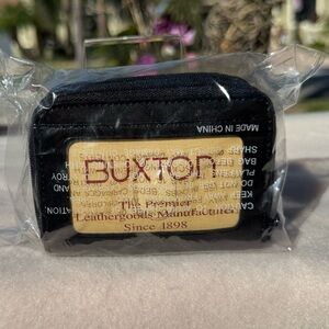 NEWBuxton black Unisex Wallet Double Zippered Credit Card Coin Accordion